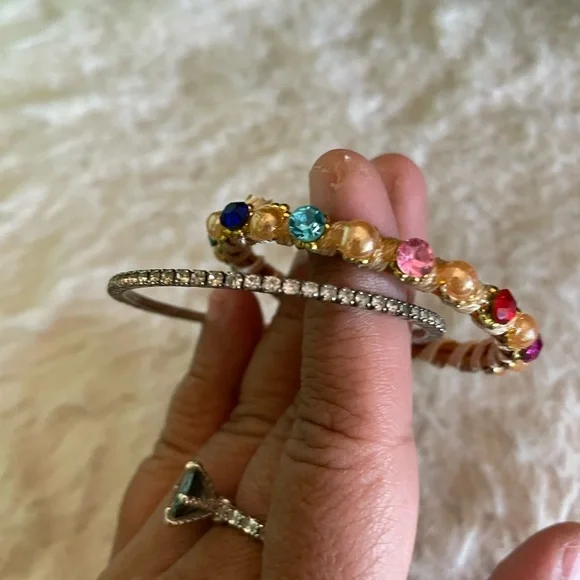 Colorful Gemstone and Rhinestone Bracelets - Picture 3 of 5